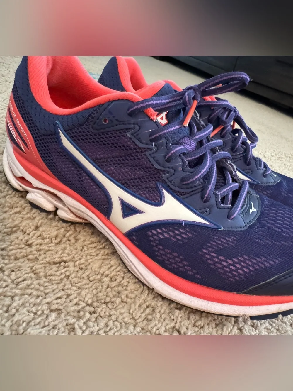 Mizuno Navy and Coral Womans’ Athletic Sneakers